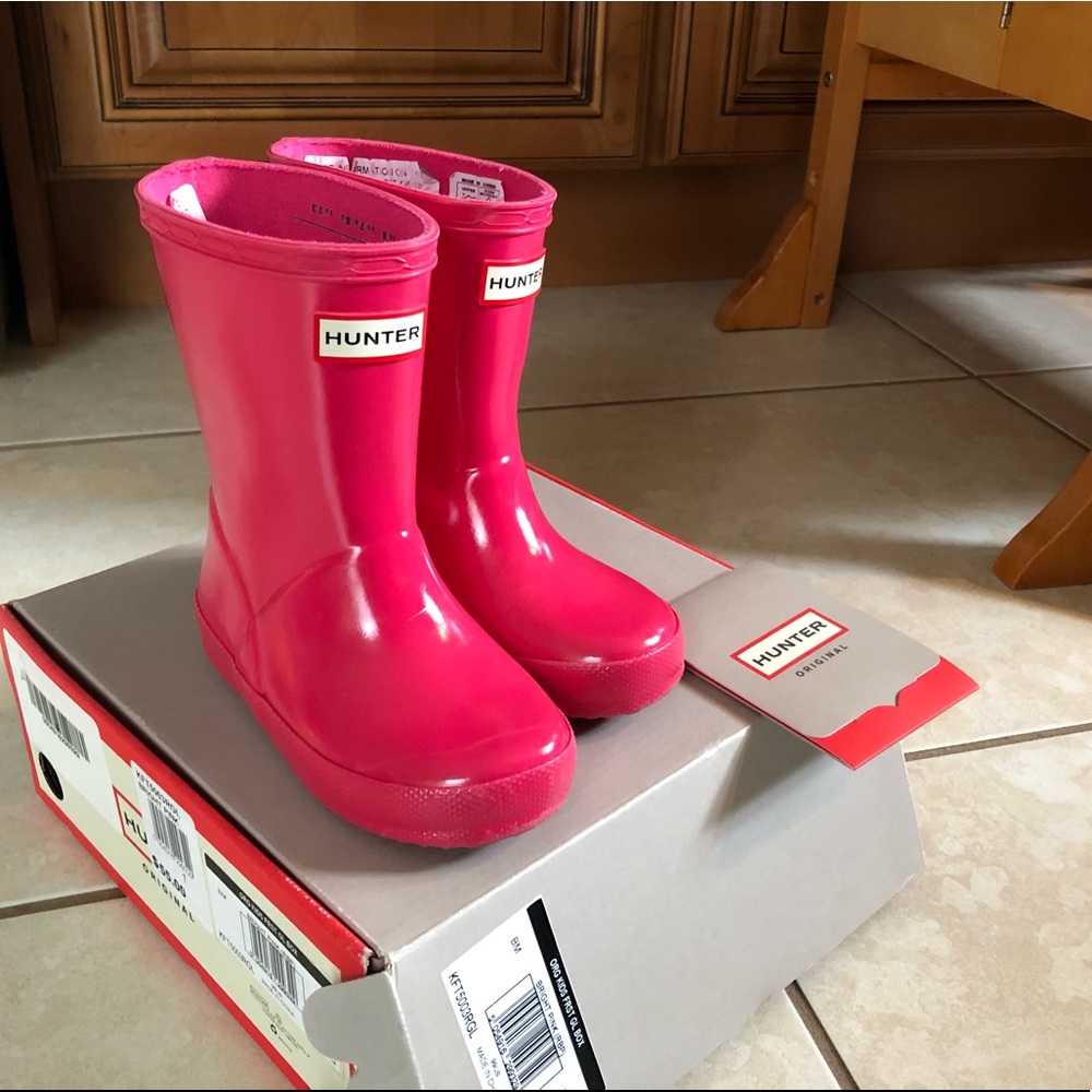Hunter boots hot pink EUC size 7 toddler